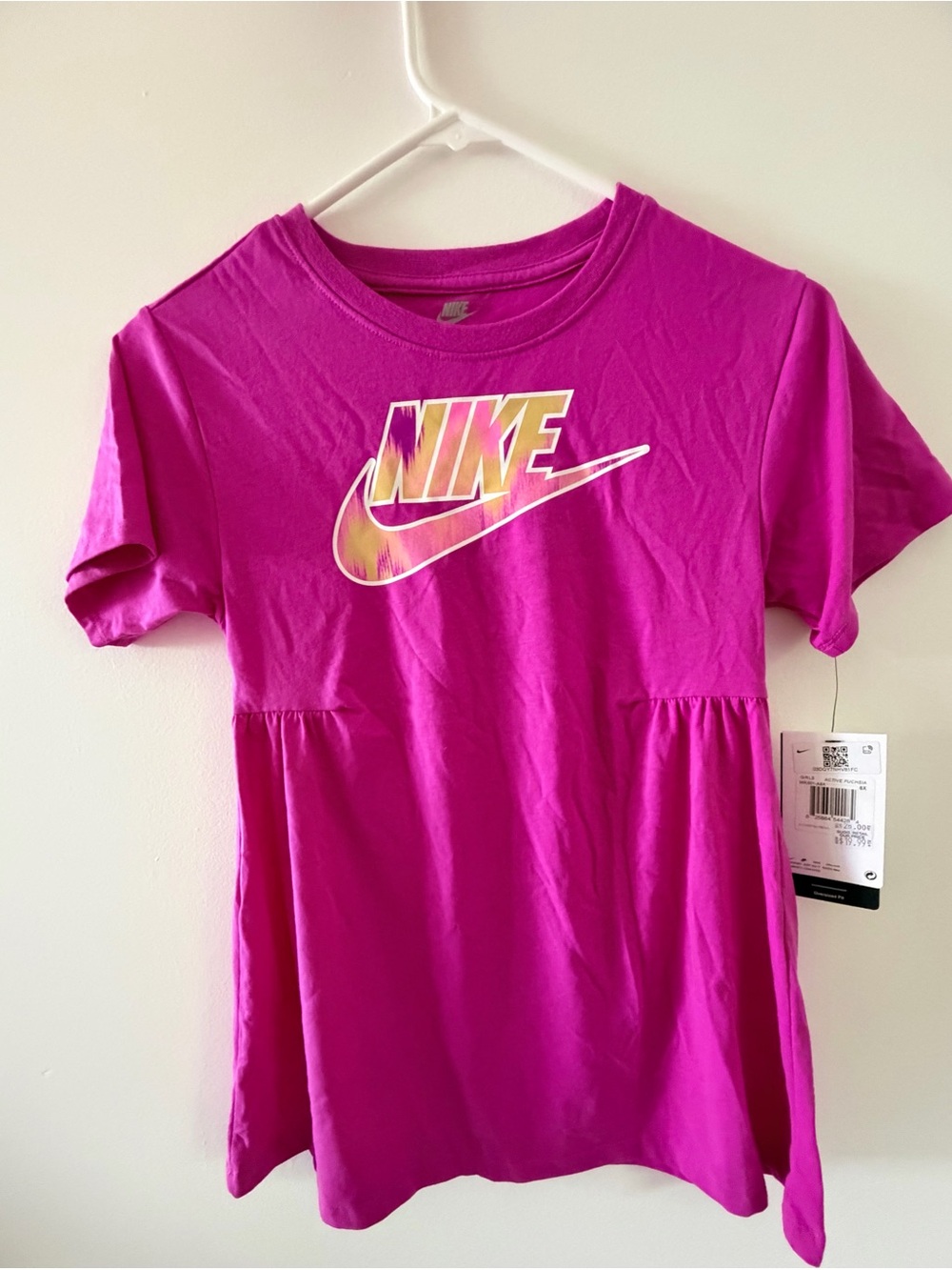Nike Girls' Fuchsia Logo Peplum Tee